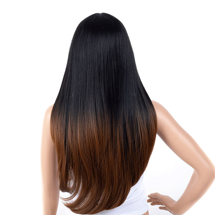 women long straight bangs wigs lady Long Straight Hair Wig Headset