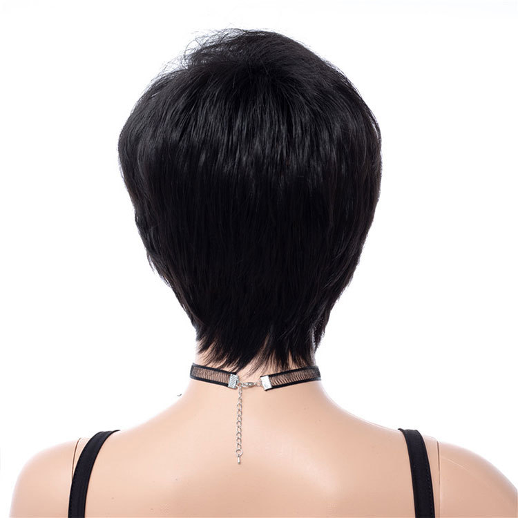 Woman wig headset with fluffy lady make up short style wigs