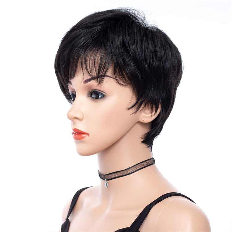 Woman wig headset with fluffy lady make up short style wigs