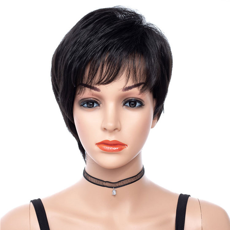 Woman wig headset with fluffy lady make up short style wigs
