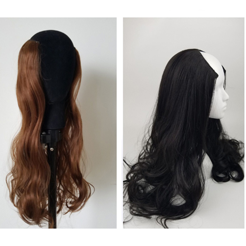 Wig Woman U-shaped Half-head Sleeve Long Curly Hair Fluffy Medium Long Straight Hair Wigs