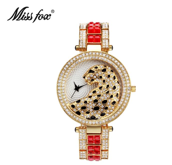 Fashion Miss Fox Women Quartz Watch Fashion Bling Watch Female Quartz Gold Watch Crystal Diamond