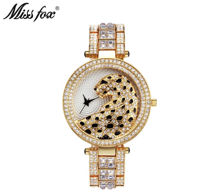 Fashion Miss Fox Women Quartz Watch Fashion Bling Watch Female Quartz Gold Watch Crystal Diamond