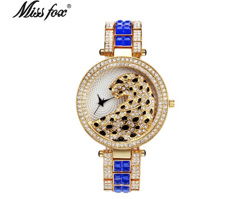 Fashion Miss Fox Women Quartz Watch Fashion Bling Watch Female Quartz Gold Watch Crystal Diamond