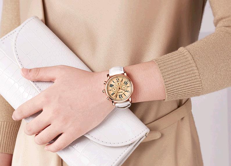 Women Lady Chronograph Watch Waterproof Quartz