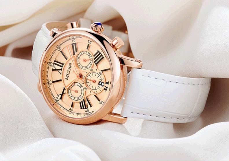 Women Lady Chronograph Watch Waterproof Quartz