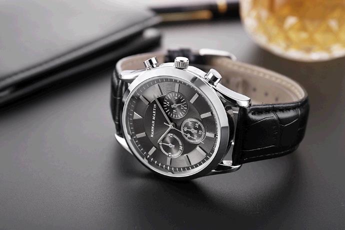 Men Watch Wrist Leather Band Quartz Watch