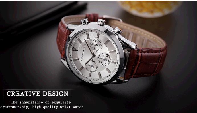 Men Watch Wrist Leather Band Quartz Watch