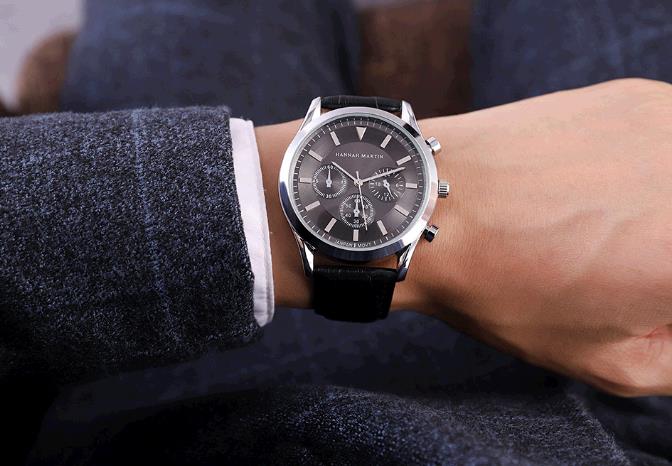 Men Watch Wrist Leather Band Quartz Watch