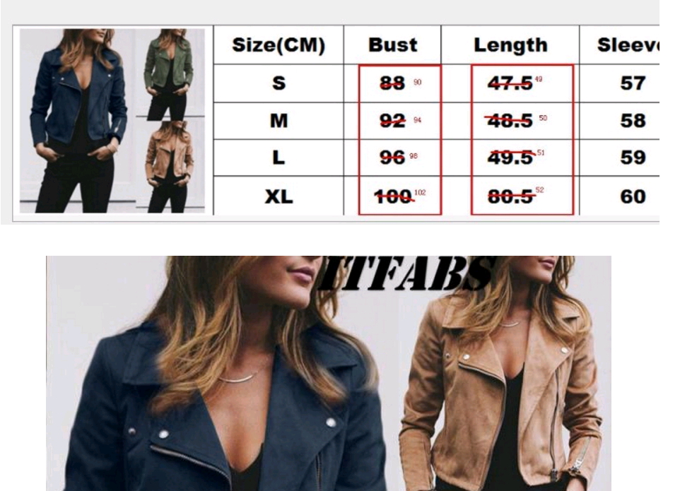 Women Jacket Turn-down Collar Zipper Suede Bomber Jacket Spring Autumn Fashion Classic Moto Biker