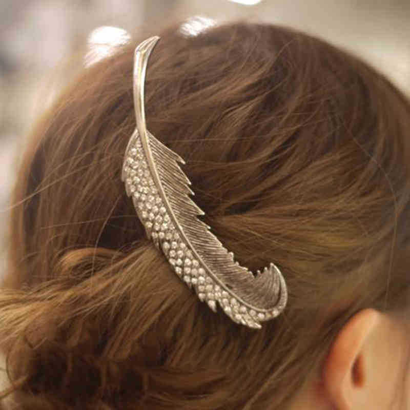 hot fashion trend retro gem leaf hairpin hair accessories
