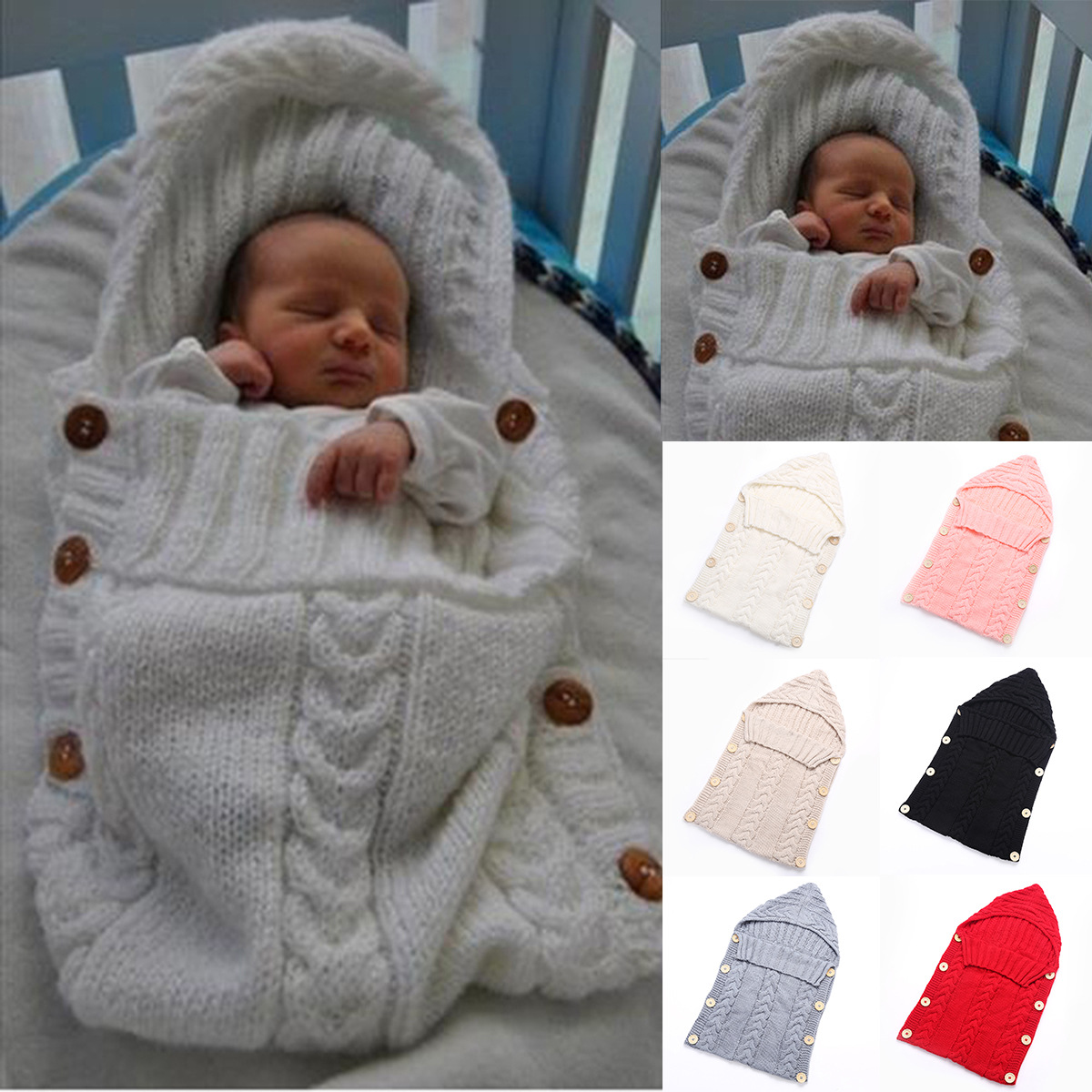 New Hot Newborn Baby Wrap Swaddle Blanket Knit Sleeping Bag Sleep Sack Stroller Winter
