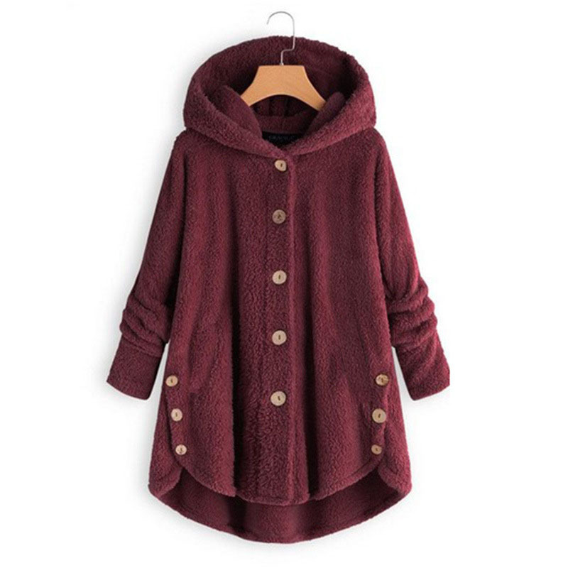 New Fashion Women Coats Autumn Winter Outwear Tops Solid Color Plush Hoodies Loose Warm Faux