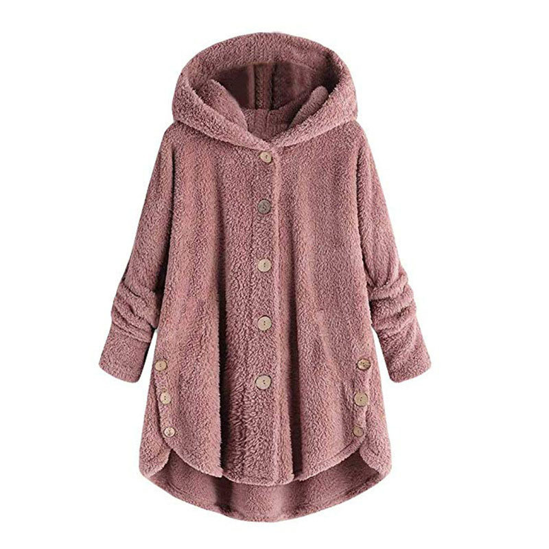 New Fashion Women Coats Autumn Winter Outwear Tops Solid Color Plush Hoodies Loose Warm Faux