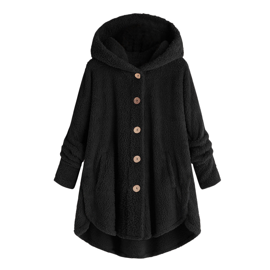 New Fashion Women Coats Autumn Winter Outwear Tops Solid Color Plush Hoodies Loose Warm Faux