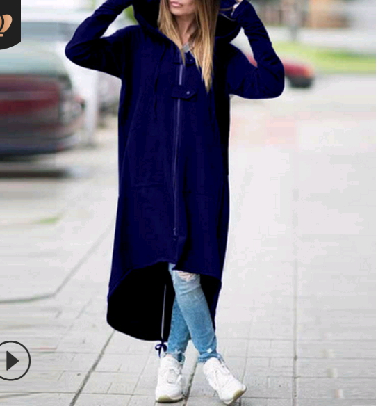 New fleece sweater hooded jacket zipper long windbreaker skirt