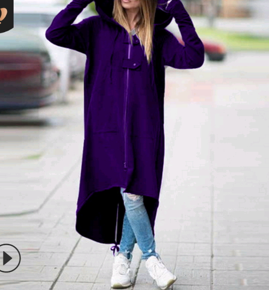 New fleece sweater hooded jacket zipper long windbreaker skirt