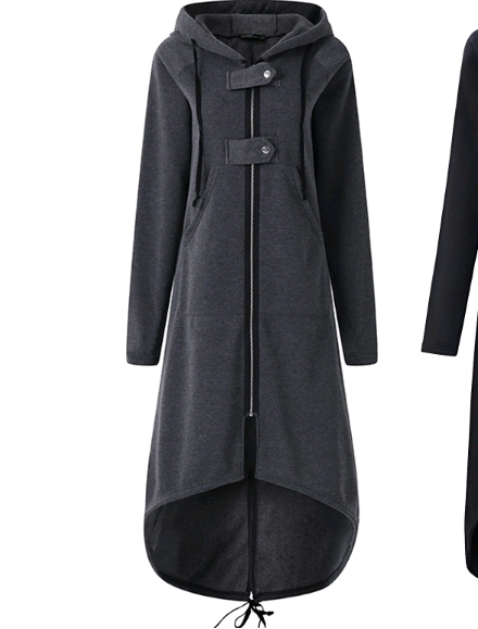 New fleece sweater hooded jacket zipper long windbreaker skirt