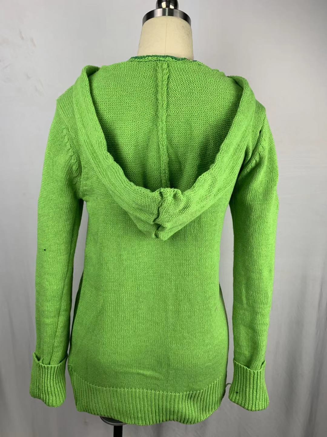 Button Down Hooded Knitted Cardigan Plus Size Outerwear sweater Coat