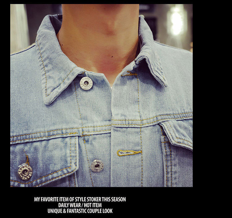 Solid Mens Denim Jacket Bomber Cowboy Men's Jean Jacket