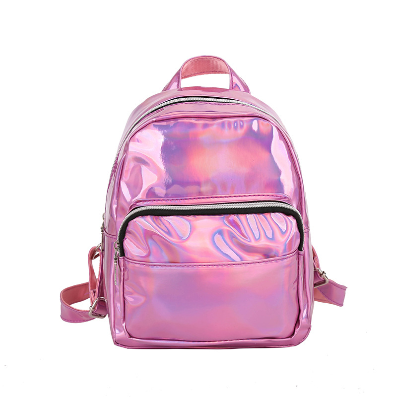 Women Holographic Hologram Metallic Color Backpack School Shoulder Bag
