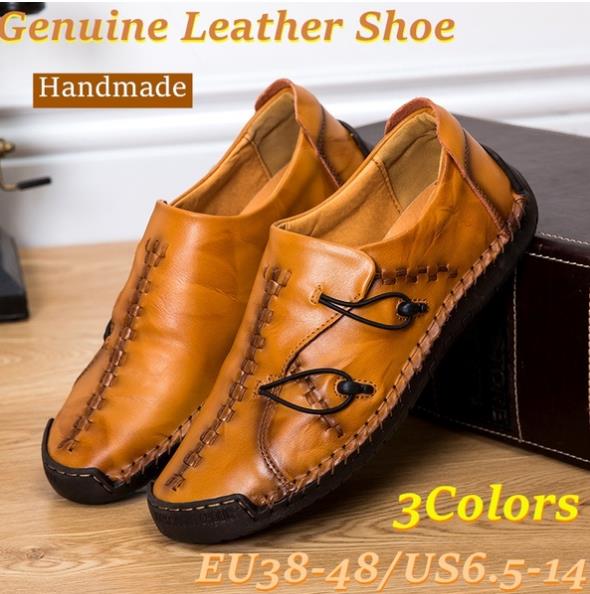 Leather Shoes for Men Casual Handmade Loafers Driving Shoes Leisure Oxfords Business Shoes Plus Size