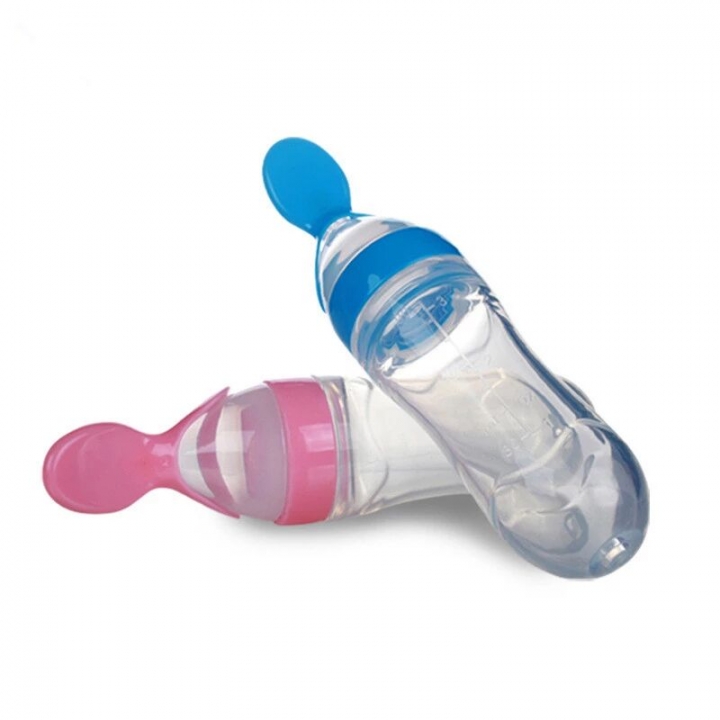 Baby silicone squeezed rice paste bottle, feeding rice paste spoon, baby food supplement spoon