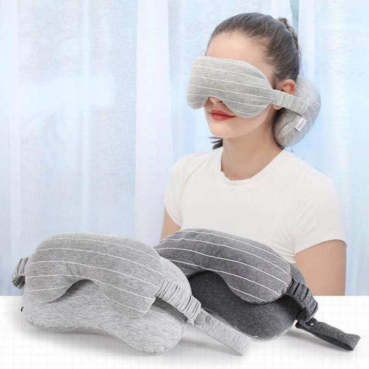 Travel Eye Mask and Neck Pillow Set Office Lunch Break Cotton U-Shaped Neck Pillow Sunshade Goggles