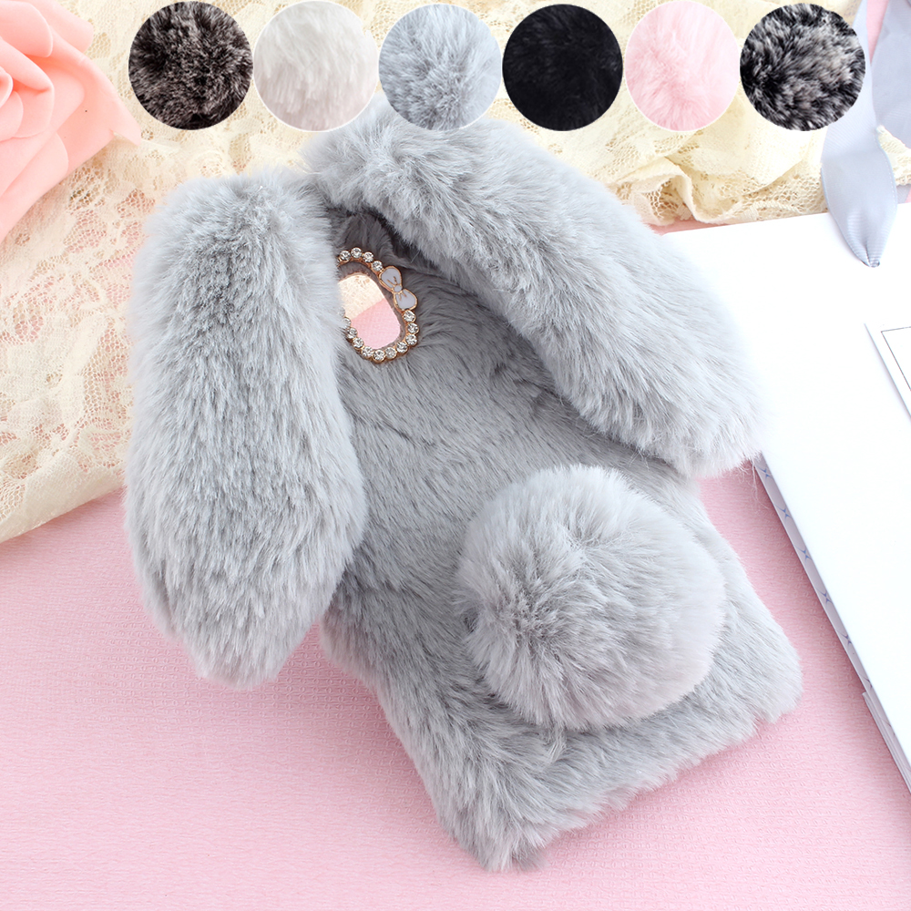 LG LV5 LV3 Q6 Q7 G5 G6 G7 V10 V30 K5 K7 K8 K11 Xcam/Nokia 8 Case,Soft Rabbit Fur Hair Plush Case