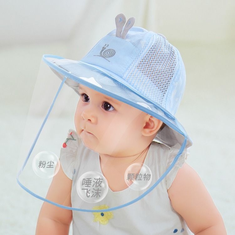 Sun Hat Face Shield Baby Cotton Anti-UV Summer Foldable Beach Sea Vacation Avoid Spitting