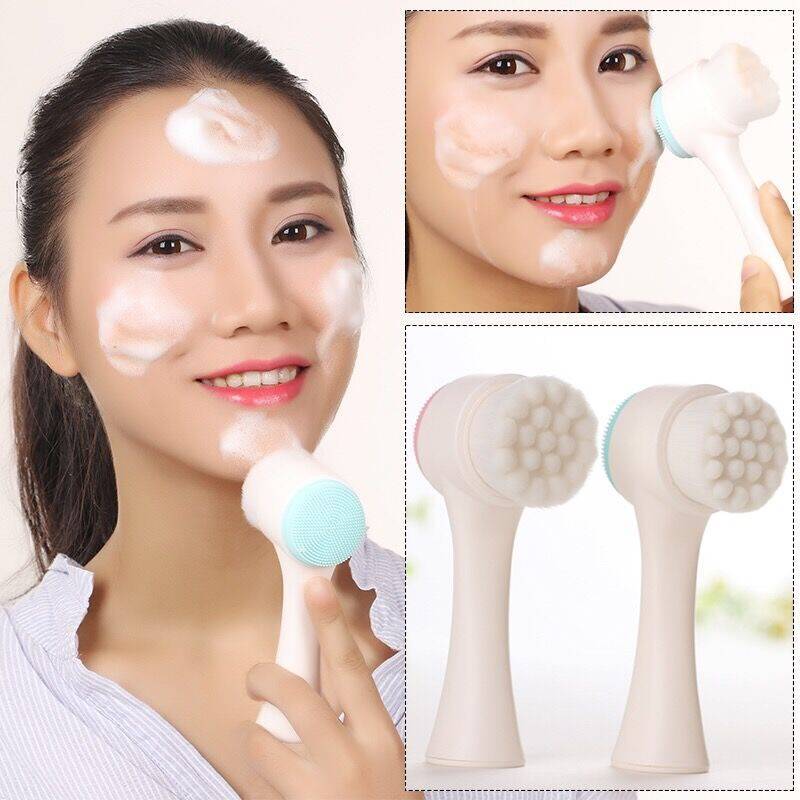 3D Face Wash Brush Double-Sided Silicone Cleansing Instrument Blackhead Deep Clean