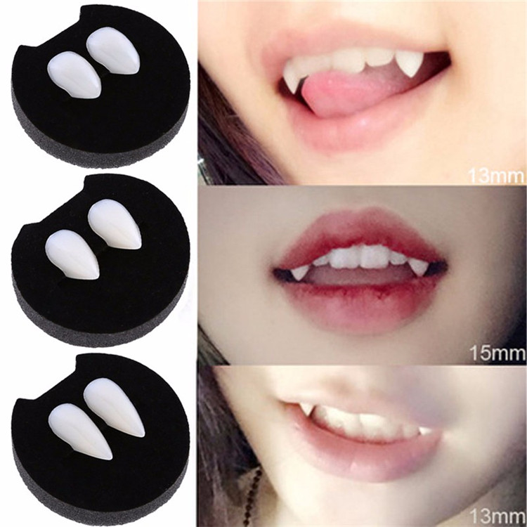 2 pairs Dentures Zombie Ghost Devil Werewolf Teeth Prop Costume Party Vampire Teeth Kid Toy