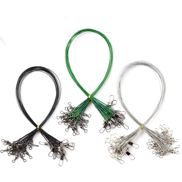 20PCS Anti Bite Steel Fishing Line Steel Wire Leader Swivel Lead Core Leash Fishing Wire