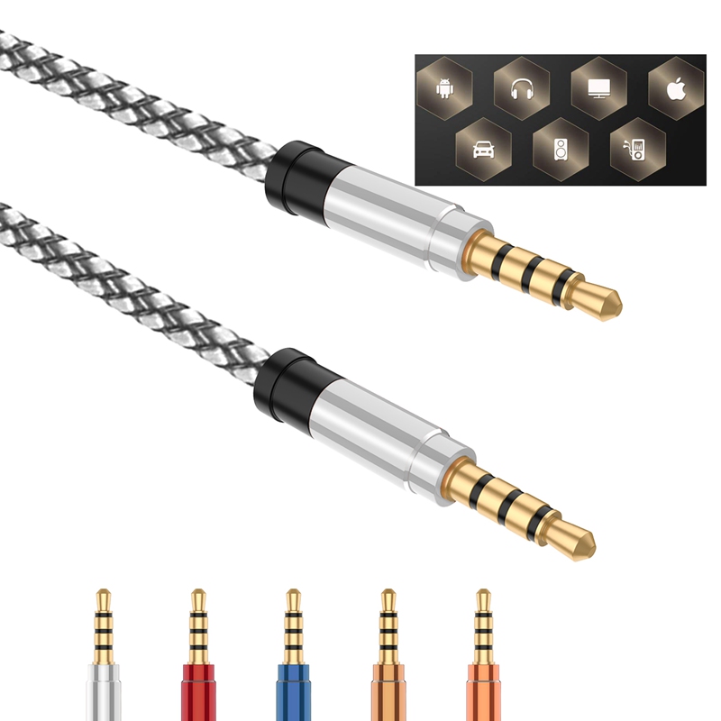 Aux Cord, 5Ft (1.5M) TRRS Male to Male 3.5mm Audio Cable,  Auxiliary Audio Stereo Cable