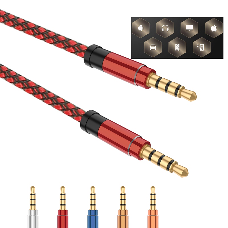 Aux Cord, 5Ft (1.5M) TRRS Male to Male 3.5mm Audio Cable,  Auxiliary Audio Stereo Cable