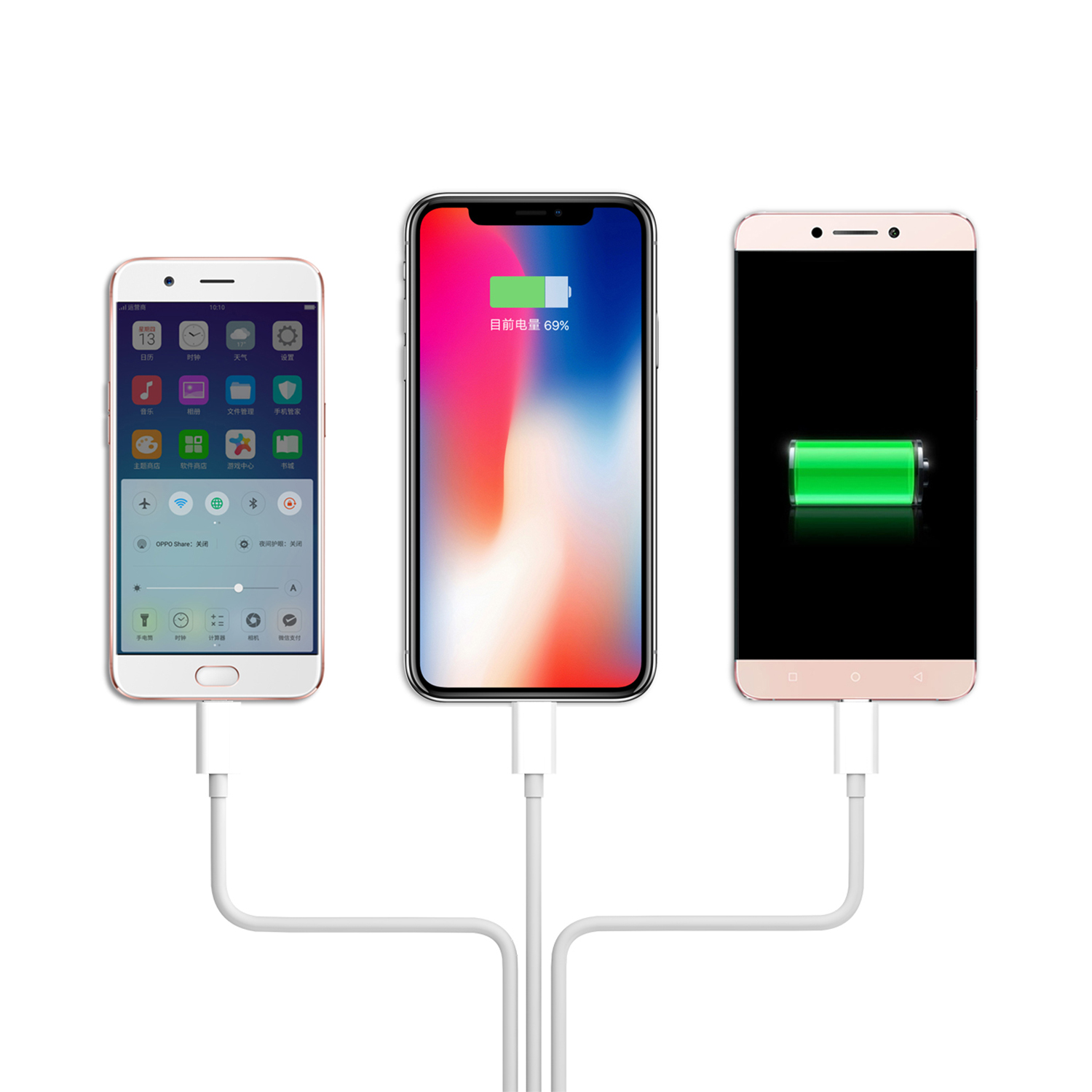 3in1 Multi Charging Cable Cord Adapter with Type-C, Micro USB Port Connectors for Cell Phone Tablets