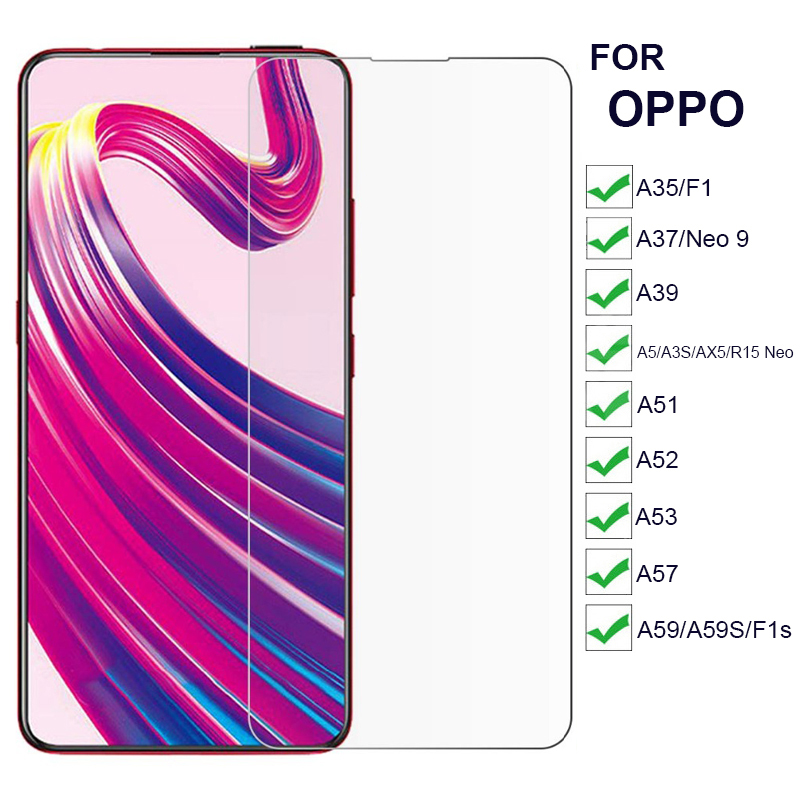 9H Screen Protectors Glass For OPPO A5 A3S/R15 Neo/A35 A37 Neo9 A39 A51 A52 A53 A57 A59 A59S F1 F1s