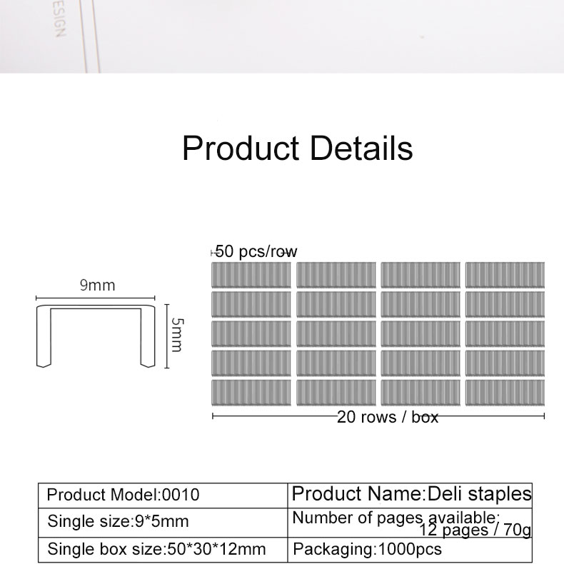 1000pcs/box Staples For Stapler School Office Standard Metal Staples Binding Supplies 0010