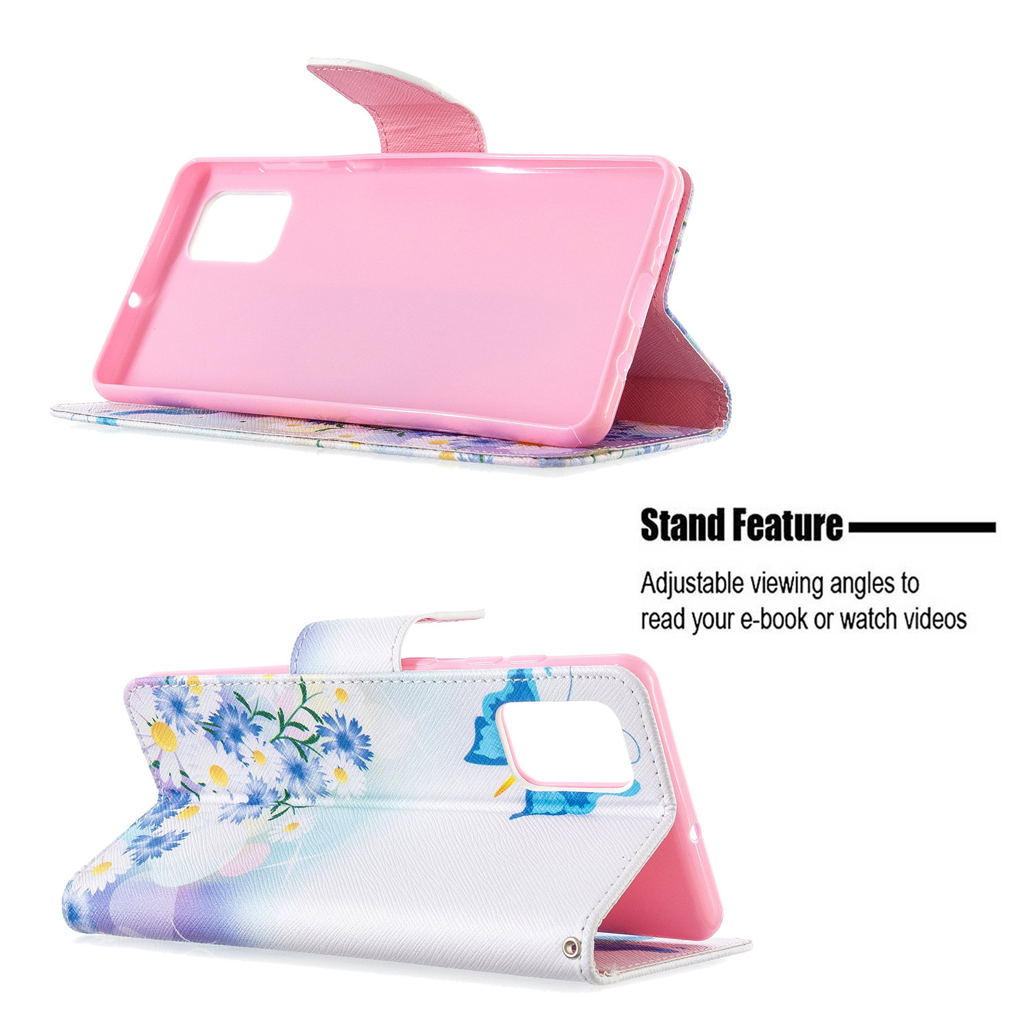 Samsung Galaxy A71 (4G) Case, PU Leather Wallet Phone Bag Cover for Galaxy A71 - Flower Butterfly