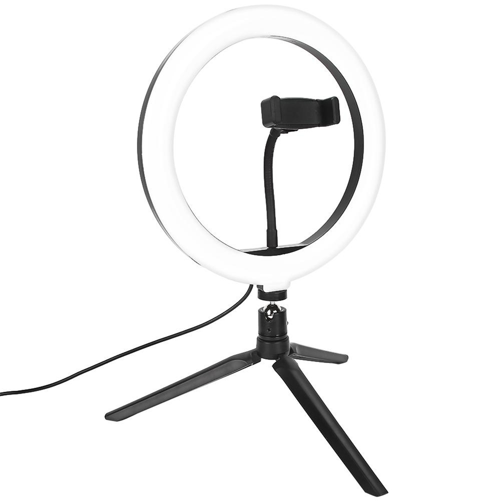 Protable Selfie Ring Light for Youtube Live Streaming Studio Video LED Dimmable Photography Lighting with USB Cable Live Beauty Live Broadcast Beauty Lens  With Tripod Stand Photography Studio
