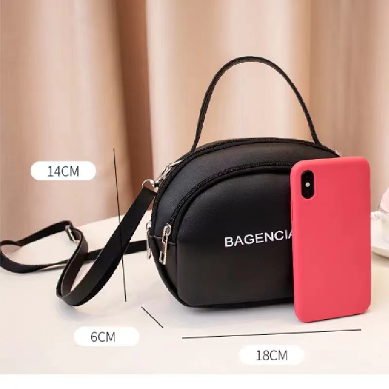 Cute PU Leather Handbag for ladies student girls Letter crossbody Small Messenger bag  Shell bag Shoulder Diagonal Small Round Bag Mobile Phone Zero Wallet Bags