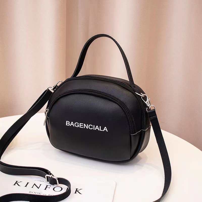 Cute PU Leather Handbag for ladies student girls Letter crossbody Small Messenger bag  Shell bag Shoulder Diagonal Small Round Bag Mobile Phone Zero Wallet Bags