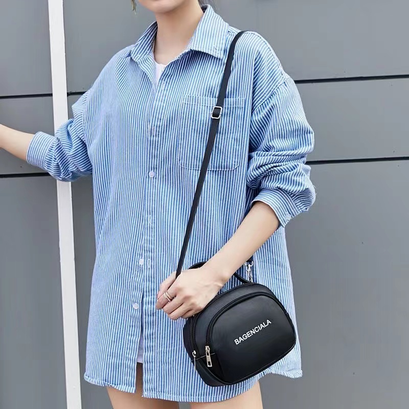 Cute PU Leather Handbag for ladies student girls Letter crossbody Small Messenger bag  Shell bag Shoulder Diagonal Small Round Bag Mobile Phone Zero Wallet Bags