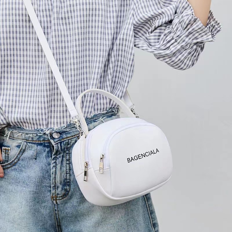 Cute PU Leather Handbag for ladies student girls Letter crossbody Small Messenger bag  Shell bag Shoulder Diagonal Small Round Bag Mobile Phone Zero Wallet Bags
