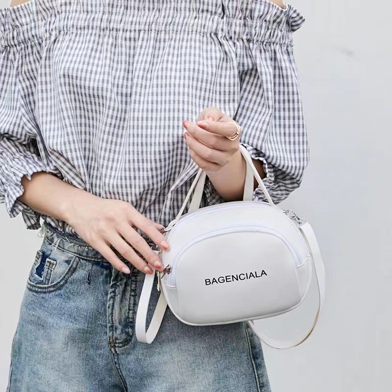 Cute PU Leather Handbag for ladies student girls Letter crossbody Small Messenger bag  Shell bag Shoulder Diagonal Small Round Bag Mobile Phone Zero Wallet Bags