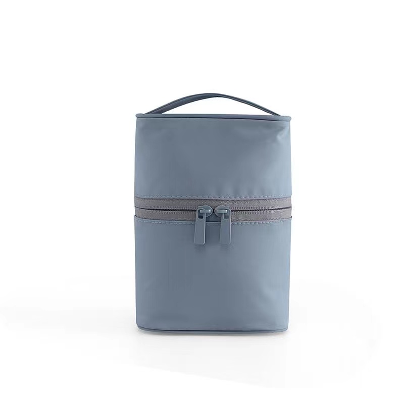 Travel Women Makeup Zipper Bag Solid Cosmetic Bag Cylinder Makeup Brush Organizer Toiletries Makeup Kit Pouch Package  Barrel Shaped  Trip Make Up Box Handbags