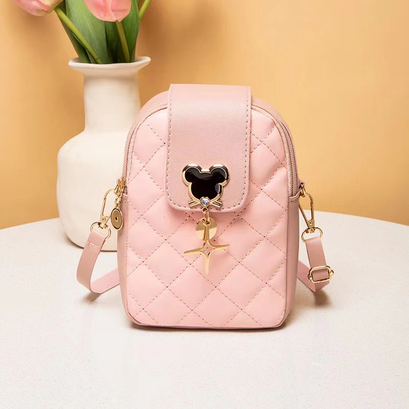 Mickey Mouse Crossbody Bags for Women Fashion Embroidery Mobile Storage Bag 2023 Girls Casual Shoulder Bag Tote Bags Handbags Girls Mobile Storage Bag