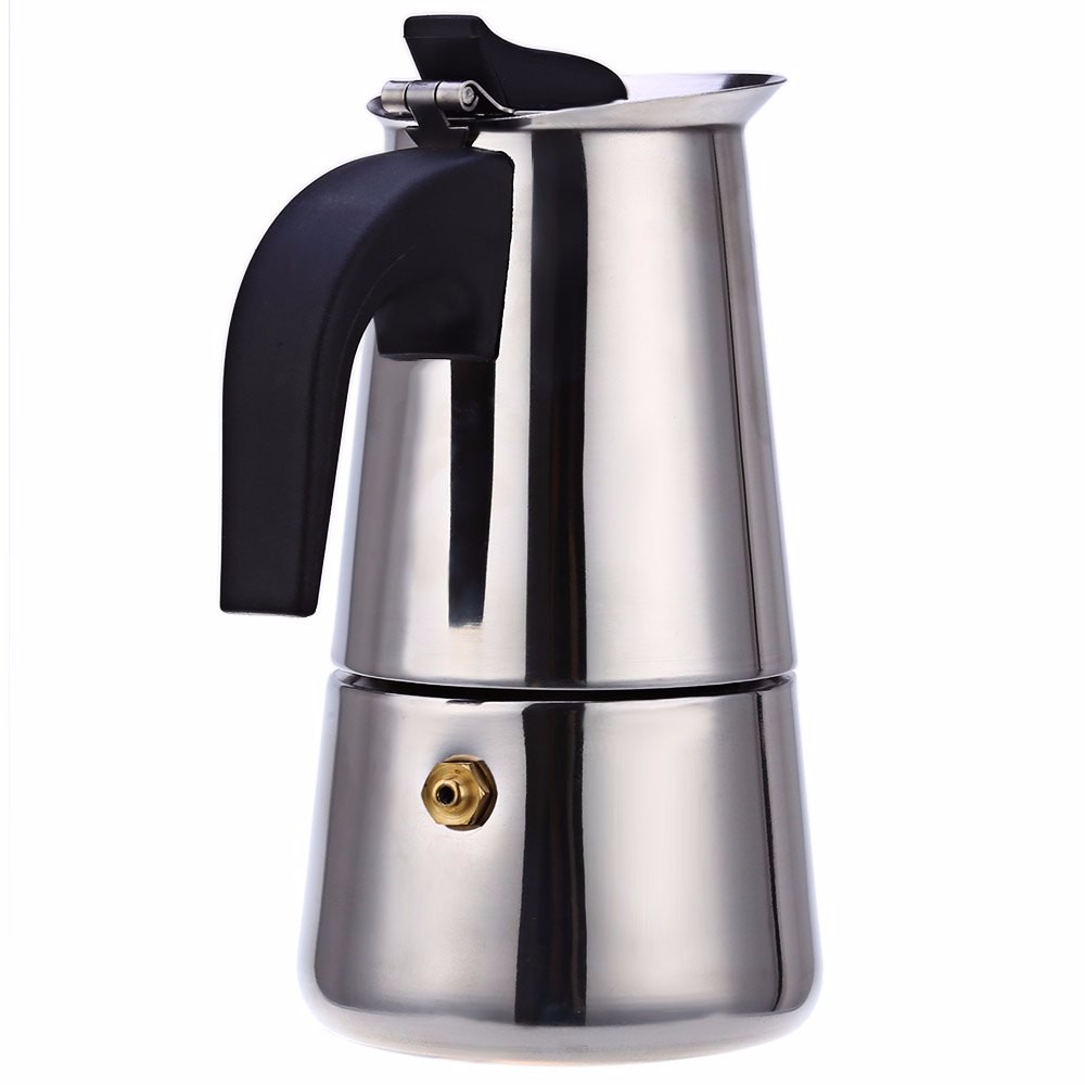 Stainless Steel  Mocha Espresso Maker Stovetop Coffemaker 200ml 4 Cups Coffee Pot
