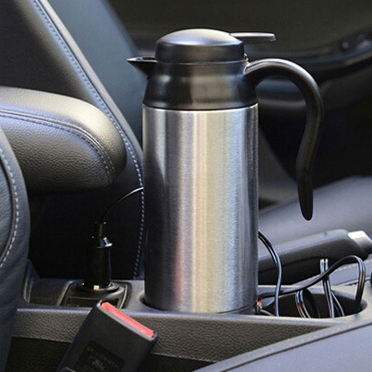 24V/12V Stainless Steel Electric In-Car Kettle Car Travel Heating Water Bottle 750ml