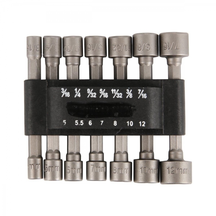 14pcs Power Nut Driver Drill Bit Set Metric Socket Wrench Screw 1/4"
